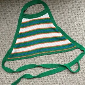 Colorful Striped Halter Crop Top